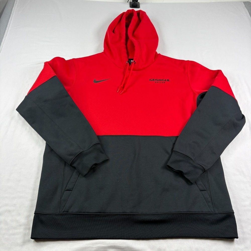 Georgia Bulldogs Hoodie Mens Large Red Black Nike Pullover Sweatshirt NCAA